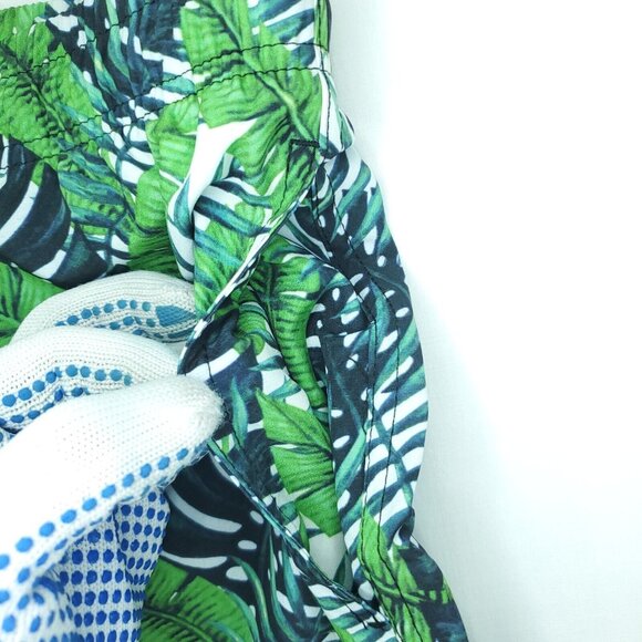 Biwisy Swim Shorts Mens Medium Green Trunks Palm Trees Mesh Lined All Over Print - Picture 8 of 11